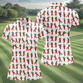 Colorful Dancing Character Pattern Polo Shirt, Printed Golf Shirt, Women’s Golf Apparel
