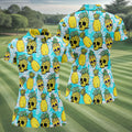 Tropical Pineapple Skull Pattern Golf Shirt, Women’s Golf Polo, Hawaiian Golf Shirt, Ladies Golf Shirts