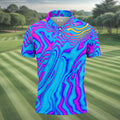 Neon Psychedelic Zebra Pattern Vintage Hawaiian Golf Shirt, Men's Golf Shirt, Polo Shirts For Men