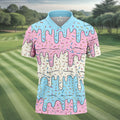 Ice Cream Drip Hawaiian Golf Shirt, Summer Sweets Men's Golf Shirt, Polo Shirts For Men