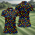 Accept Teach Understand Love Autism Awareness Colorful Handprint Black Golf Shirt, Women's Golf Tops