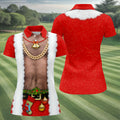 Funny Santa Gold Chain Christmas Golf Shirt, Women’s Golf Polo, Women’s Golf Apparel