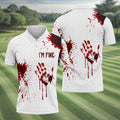 I'm Fine Bloody Halloween Golf Polo Shirt, Golf Polo Shirts For Men, Printed Golf Shirts
