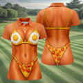 Funny Fried Egg Bikini Body Golf Shirt, Women’s Golf Polo, Ladies Golf Tops, Printed Golf Shirt