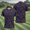 Neon Desert Cactus Buffalo Hawaiian Golf Shirt, Mens Golf Polo, Printed Golf Shirts