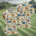 Vintage Airplane Hawaiian Golf Shirt, Tropical Aircraft Pattern, Polo Shirts For Men