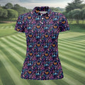 Colorful Ghost Pumpkin Floral Halloween Polo Shirt, Women’s Sleeveless Golf Shirt, Ladies Golf Top