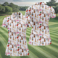 Light Pink Funny Birthday Dick Pattern Golf Polo Shirt, Golf Shirts For Women, Ladies Golf Top