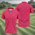 Pink Ribbon Golf Pattern Breast Cancer Polo Shirt, Golf Shirts For Men, Mens Golf Apparel