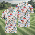 Summer Chihuahua Paradise Pattern Hawaiian Golf Polo, Golf Tops For Men, Golfing Apparel