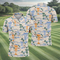 Beach Disc Golf Basket Pattern Polo Shirt, Hawaiian Golf Shirt, Golf Polo Shirts For Men