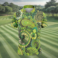 Paisley Print Green Golf Shirt, Golf Tops For Men, Polo Shirts For Men, Golf Shirts For Men