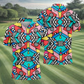 Abstract Geometric Pop Art Golf Polo Shirt, Men's Golf Shirt, Mens Golf Apparel