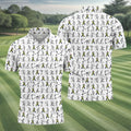 Stick Figure Golf Pose Autism Ribbon White Golf Shirt, Autism Awareness Colors Golf Shirts For Men