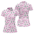 Seamless Pink Green Funny Womens Golf Polo Shirt, Ladies Golf Shirt, Womens Sleeveless Golf Shirts