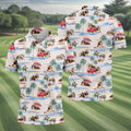 Beach Vacation Shih Tzu Print Hawaiian Golf Polo, Golf Tops For Men, Golfing Apparel
