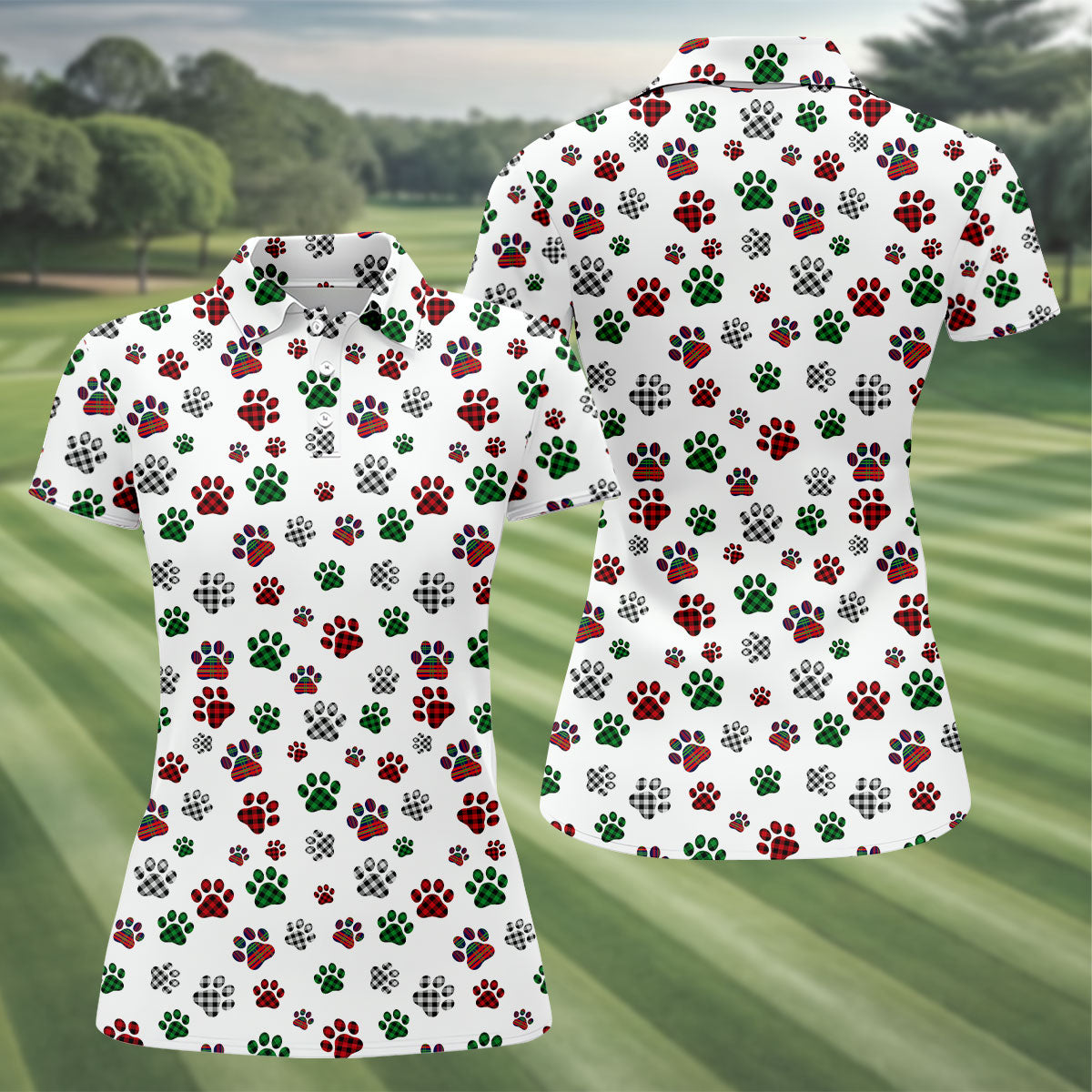 A Heartbeat At My Feet Paw Print Polo Shirt Dog Lover Gift, Ladies Golf Shirts, Golf Gifts For Women