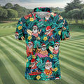 Men's Funny Santa Pool Float Golf Shirt, Christmas Golf Shirt, Golf Apparel For Men