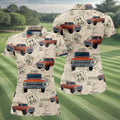 Custom Photo Truck Golf Shirt, Vintage Pickup Route 66 Map Pattern, Golf Shirt For Women