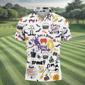 Halloween Witch Pattern Golf Polo Shirt, Mens Golf Shirts, Golf Apparel For Men