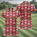Ho Ho Ho Santa Yeti Women's Golf Tops, Christmas Golf Shirt, Ladies Golf Polos, Golf Gift For Ladies