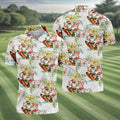 Surfing Santa Hawaiian Golf Shirt, Fun Men's Golf Polos, Christmas Golf Shirt, Golf Gift For Men