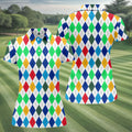 Colorful Argyle Golf Shirt, Classic Diamond Pattern Polo, Womens Golf Polo Shirt, Custom Ladies Golf Shirt
