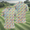 Autism Awareness Jigsaw Puzzle Pieces Rainbow Paint Splatter Men's Golf Shirt, Polo Shirts For Men