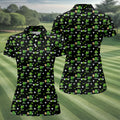 Three Leaf Clover Golf And Beer St Patrick's Day Black Golf Shirt, Women's Golf Shirts, Ladies Golf Polos