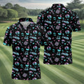 Flamingo Tropical Gradient Colors Retro Golf Shirt, Golf Tops For Men, Golf Shirts For Men