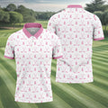 Pink Ribbon Golf Clubs Breast Cancer Polo Shirt, Golf Shirts For Men, Mens Golf Apparel