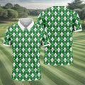 St Patrick's Day Shamrock Argyle Pattern Green And White Argyle Golf Shirt, Polo Shirts For Men, Golf Shirts For Men