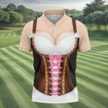 Funny Oktoberfest Dirndl Costume Polo Shirt, Mens Golf Apparel, Mens Golf Polo