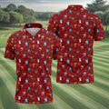 Funny Christmas Characters Golf Pose Red Golf Shirt, Christmas Golf Shirt, Polo Shirts For Men