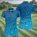 Rain Drops Blue Golf Shirt, Women's Golf Tops, Ladies Golf Shirts, Women's Golf Shirts