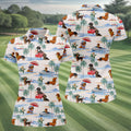 Tropical Dachshund Beach Pattern Hawaiian Golf Polo, Golf Tops For Women, Golfing Apparel