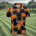Black Cat Pumpkin Halloween Golf Polo Shirt, Mens Golf Apparel, Golf Shirts For Men