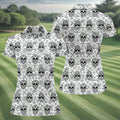 Sugar Skull Paisley Pattern Golf Polo Shirt, Ladies Golf Shirts, Women's Golf Apparel
