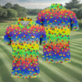 Acceptance Awareness Understanding Autism Puzzle Rainbow Gradient Golf Tops For Men, Golf Shirts For Men