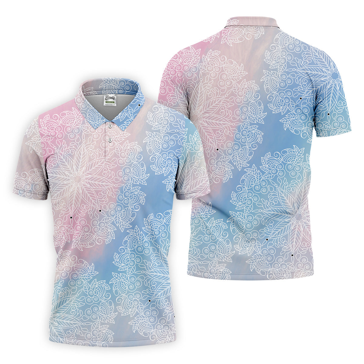 Mandala Pattern Men Golf Polo, Golf Gift Ideas For Him, Matching Golf Shirts, Golf Shirts For Men