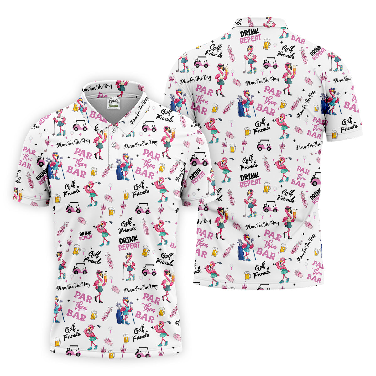 Par Then Bar Flamingo Golf Shirt, Fun Golf Shirts, Matching Golf Shirts, Couple Golf Shirt