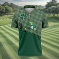 Green Checkered Leprechaun Shamrock St Patrick's Day Golf Shirt, Performance Golf Shirt, Polo Shirts For Men