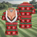 Funny Sexy Cleavage Christmas Golf Shirt, Golf Shirts For Men, Mens Golf Apparel