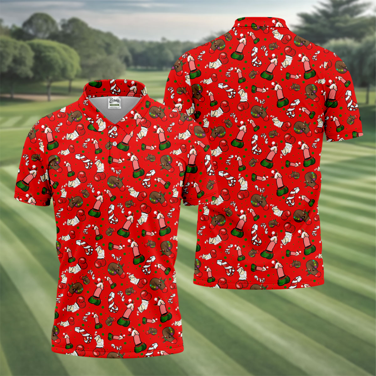 Funny Christmas Golf Tops For Men, Funny Dirty Red Golf Shirt, Christmas Golf Shirt, Golfing Apparel