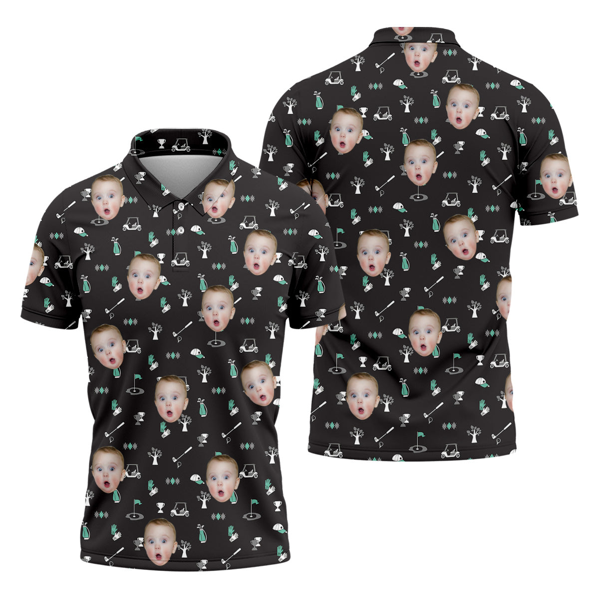 Custom Face Golf Shirt, Funny Golf Polo Shirt, Golf Gift For Dad, Christmas Golf Gift