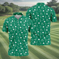 Stick Figure Golf Pose St Patrick's Day Shamrock Green Golf Shirt, Polo Shirts For Men, Golf Shirts For Men