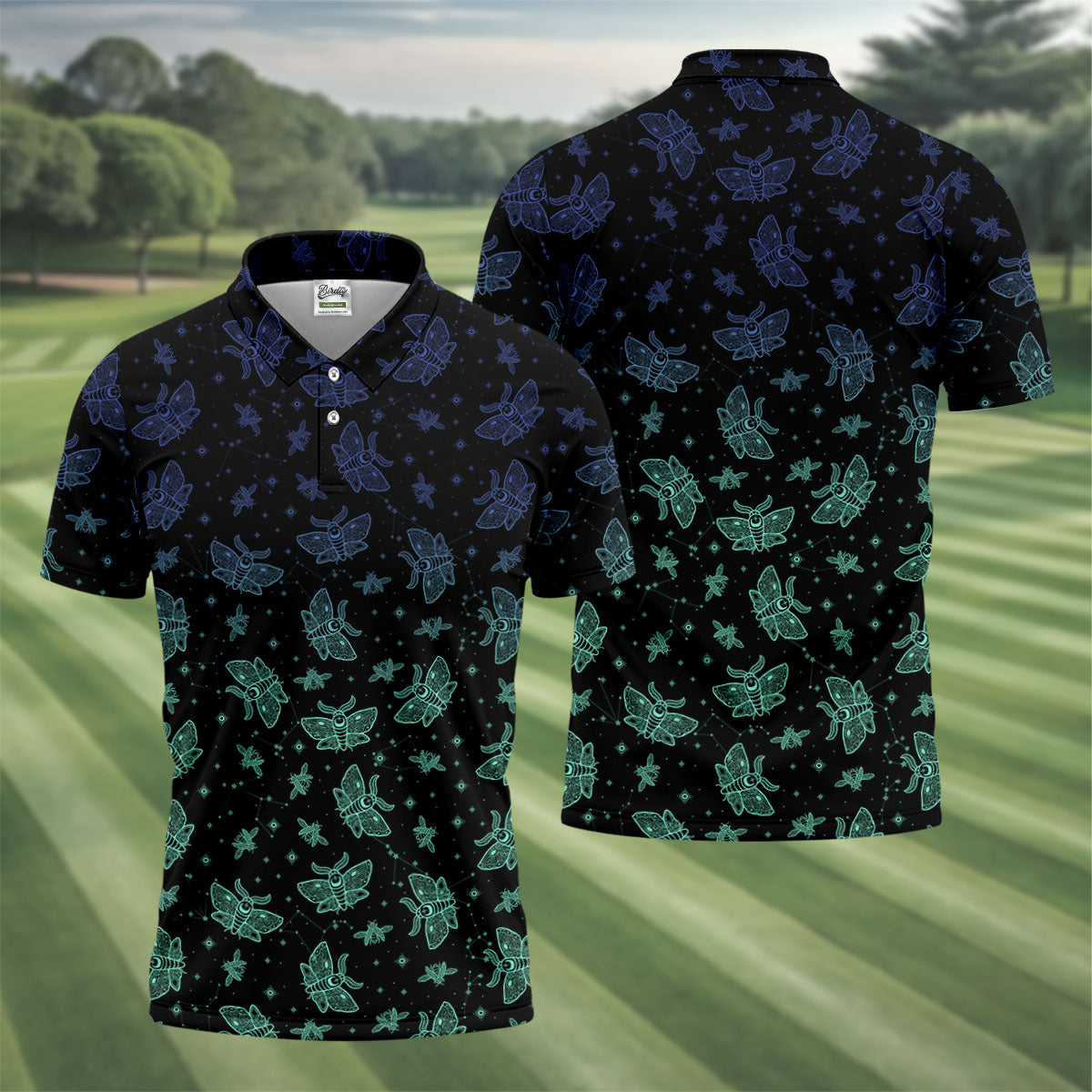 Celestial Moth Hawaiian Golf Shirt, Retro Golf Shirt, Halloween Golf Shirt, Polo Shirts For Men