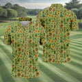 Tiki Zombie Hawaiian Golf Shirt, Hula Dancer Skull Pattern, Polo Shirts For Men