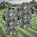Grey Camo Poodle Dog Pattern Golf Shirt, Mens Polo Shirt, Golf Shirts For Men, Performance Golf Shirt