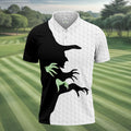 Halloween Wicked Witch Shadow Golf Shirt, Men's Golf Shirt, Hawaiian Golf Shirt